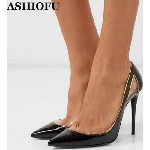 ASHIOFU New Handmade Ladies Stiletto Heels Pumps Slip-on Party Prom Dress Shoes Sexy Office Evening Fashion Court Shoes H0714