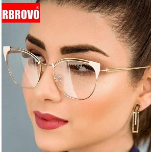 BROVO 2021 Retro Glasses Women Brand Glasses Women Cat Eye Reading Eyeglasses For Women/Men Mirror Lentes De Lectura Hombre
