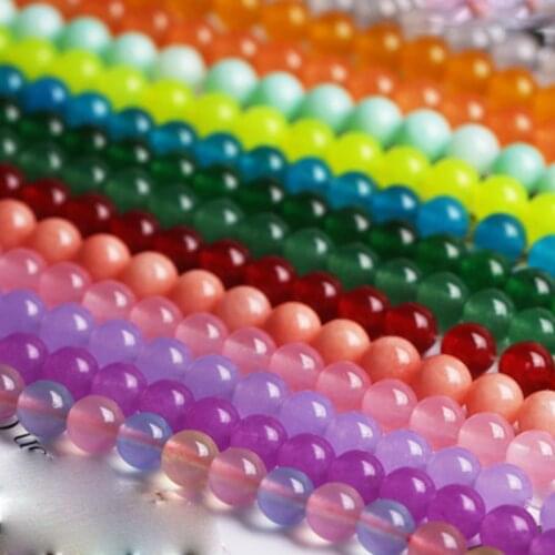 1 Strand 40 Colors Natural Stone Loose Beads 4-14mm Chalcedony/Jades Round Space beads Fit Bracelets DIY Fancy Jewelry Findings