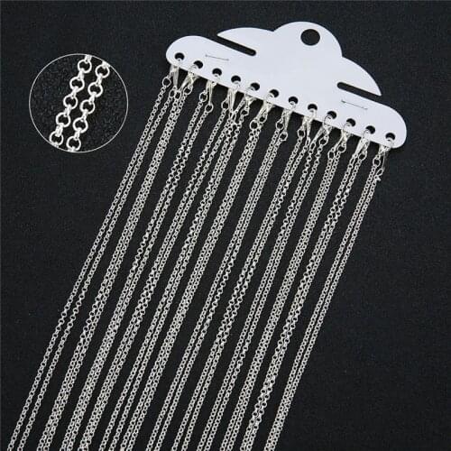 12pcs 2mm Silver Color Rolo Chains Necklace Bulk With Lobster Clasps Metal Copper Link Chain Lot Jewelry Accessories Length 40cm
