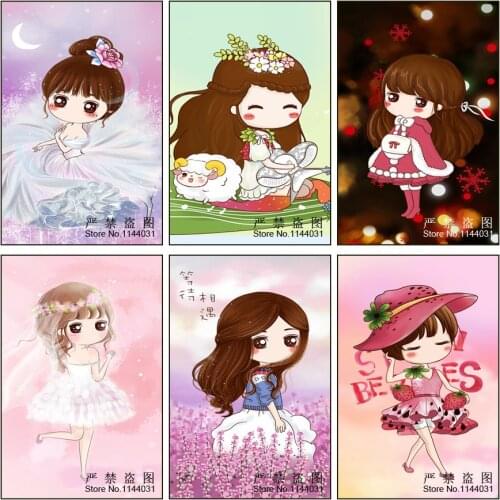 Diy Diamond Painting Cartoon Girl Cross Stitch 5D Diamond Mosaic Full Square Drill Sets Beautiful Girl Diamond Embroidery Icon