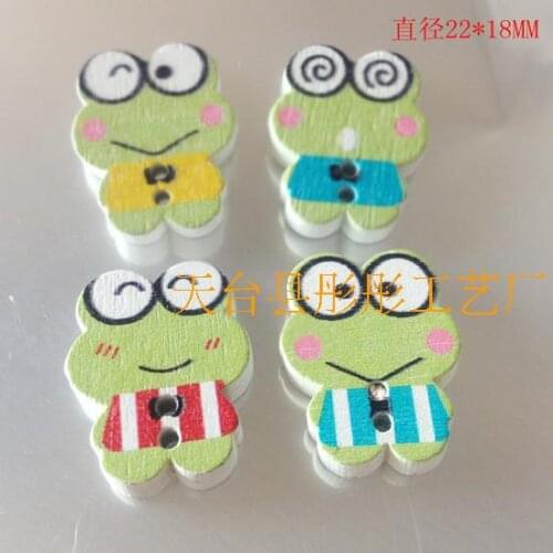 Diy handmade accessories wood buttons colored drawing cartoon wood flat button 50Pcs