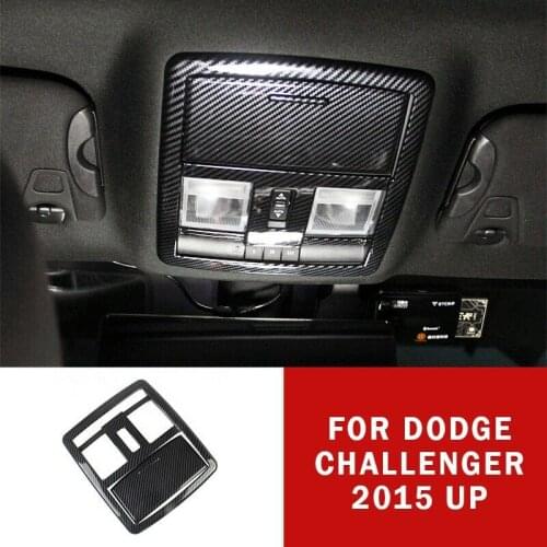 For Dodge Challenger 2015 2016 2017 2018 2019 Car Front Reading Light Lamp Cover Bezel Trim Carbon Fiber Decoration Stickers