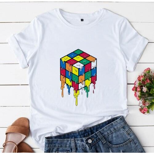 Women Rubik_s Cube T shirt Summer Casual Short Sleeve tops shirt female Creative Print Aesthetic Shirt Tee O neck Women T Shirts