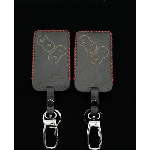 Hot Sale Style Leather Car Key Case For Renault Clio Logan Megane 2 3 Koleos Scenery Card 4 Button Smart Remote Control Cover