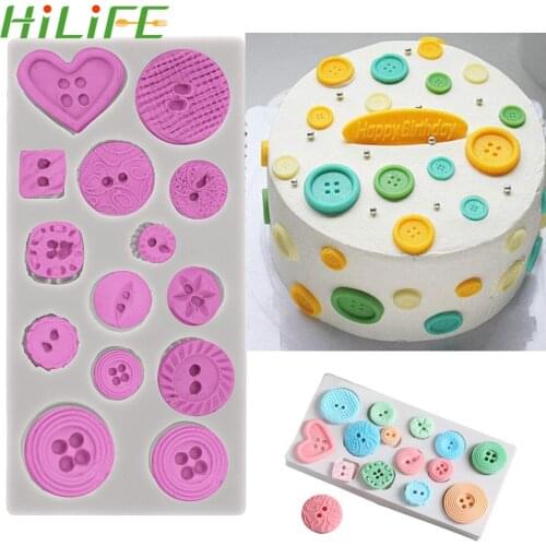 HILIFE 3D Fondant Cake Silicone Mould Chocolate Cookie Ice Silicone Mold Button Shapes Baking Cake Candy Mold Cake DIY