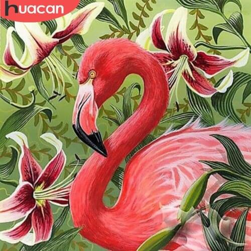 HUACAN Diamond Painting Animal Flamingo Cross Stitch 5D Diy Diamond Embroidery Lily Mosaic Gift For Women