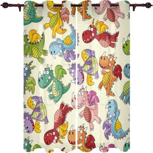 Dinosaur Cartoon Kawaii Curtains for Living Room Window Curtains for Bedroom Modern Childrens Room Curtains Drapes Blinds