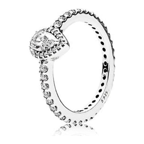 Authentic 925 Sterling Silver Ring Radiant Teardrop Silver Rings for Women Wedding Engagement Party Gift anillos berloques