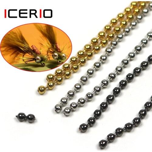 ICERIO 45cm/pcs Fly Tying Bead Chain Tying Bead Eyes Metal 2.4mm 3.2mm Fly Fishing Materials
