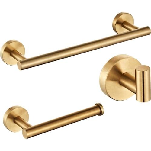 Free Shipping Sus304 Stainless Steel Wall Mounted Toilet Paper Holder Bathroom Hardware Accessories Brushed Gold Towel Bar Hook