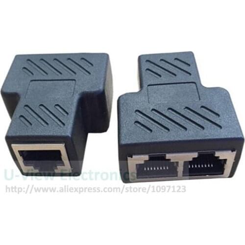 NCHTEK Cat6 RJ45 8P8C Plug To Dual RJ45 Splitter Network Ethernet Patch Cord Connector Adapter With Shield/Free Shipping/2PCS