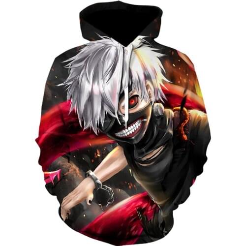 2021 New Cartoon Tokyo Ghoul 3D Print Hoodies Sweatshirt Long Sleeve Men Women Anime Dropshipping Pullover Tracksuits Clothing