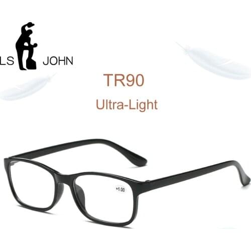 LS JOHN Ultralight Reading Glasses Men Women TR90 Presbyopic Clear Lens Eyewear 1.0 1.5 2.0 2.5 3.0 3.5 4.0 Unisex