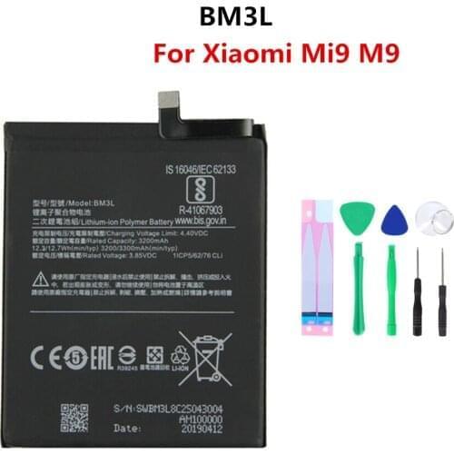 Original 3300mAh BM3L Battery For Xiaomi Mi 9 Mi9 M9 BM 3LReplacement Phone Bateria+Free Tools