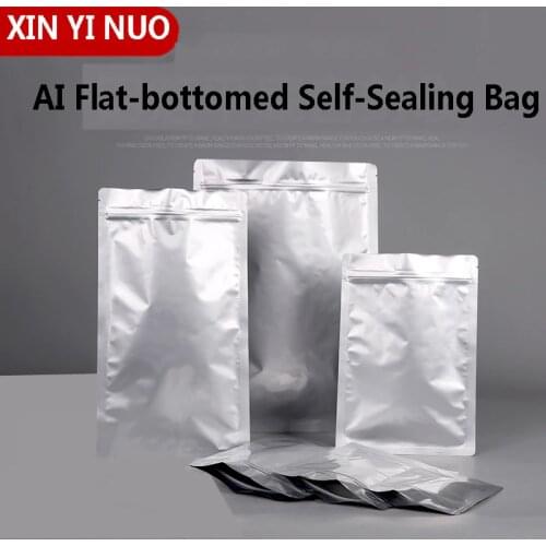 50pcs LOGO Printed Pure Aluminum Bag Self Sealing Bag Avoiding Light Flat Aluminum Foil Bag Powder Tea Food Package Wholesale