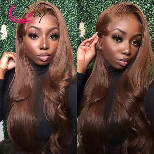 13X6 Human Hair Lace Frontal Wigs Chocolate Body Wave HD Transparent Lace Front Wig Pre Plucked Honey Blonde Wigs Bleached Knots