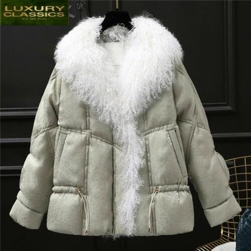 High Quality 90% White Duck Down Jacket Warm Thick Coat Korean Female Winter Parkas Wool Collar 2021 Mujer Chaqueta 38 LW