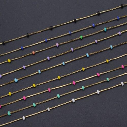 30 Meters/lot Gold Plated Stainless Steel Oval Enamel diy jewelry Making Chains Wholesale Bulk Chain Supply