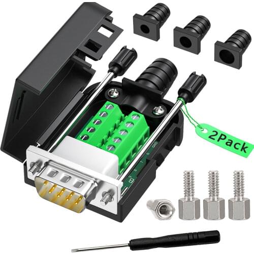 2PCS DB9 serial COM transfer-free solder terminals RS232 female connector D-SUB 9PIN male RS232/rs485/422 connector diy