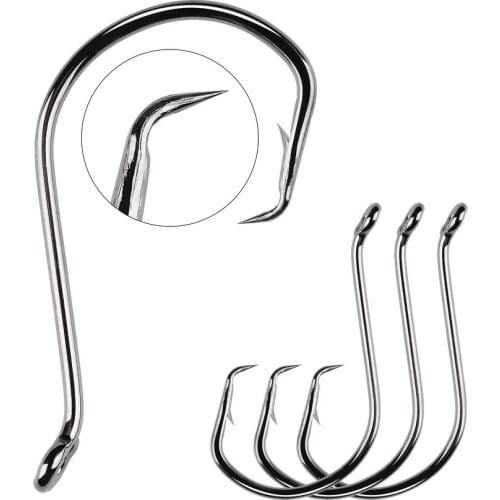 100pcs Fishing Hooks Black Octopus Sport Circle Fish Hook Jig Big 6#-7/0# Size Fishhook Offset Bass Sea Fishing Hooks Tackle