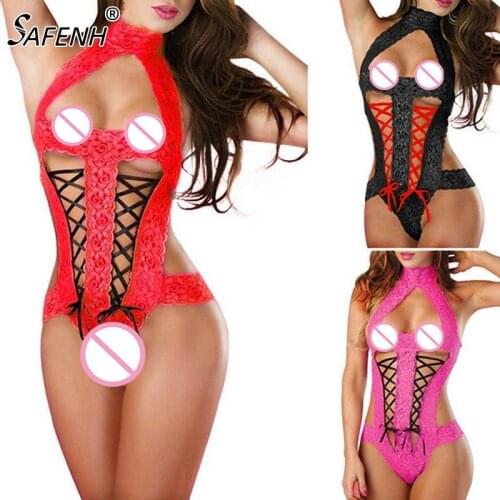 Sexy Costumes Women Underwear Female Sexy Lingerie Transparent Conjoined Dress Suit Intimates