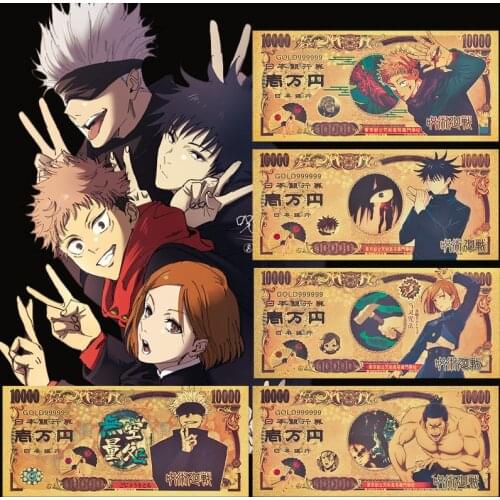 Japanse Cartoon Anime Jujutsu Kaisen Gold Foil Banknote Plastic Collectible Bill Gojo Satoru Yuji Itadori Souvenir Gift for Kids