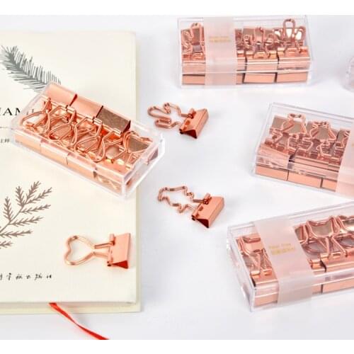 Love Rose Gold Long Tail Lovely Bill Clip Swallow Tail Clip cute Office Accessories Binder Clips Metal Clips Accessories Office