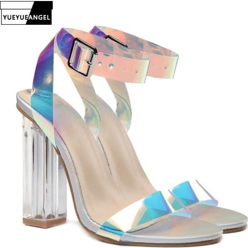 Plus Size 42 Sandals Women Elegant Buckle Super High Heels Sandals Fashion Street Womens Peep Toe Summer Block Heels Footwear