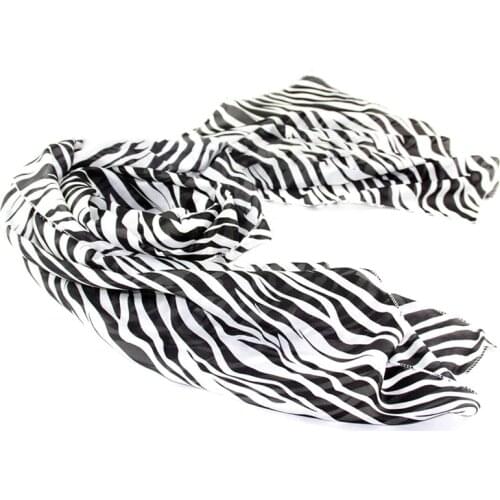 Fashion Women Zebra Animal Prints Scarf Long Large Stripe Chiffon Scarves Shawl Cape AUG889