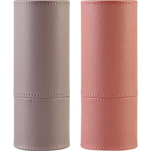 1Pc PU Leather Waterproof Makeup Brush Storage Case 3D Circular Pen Holder Dustproof Travel Pens Holder