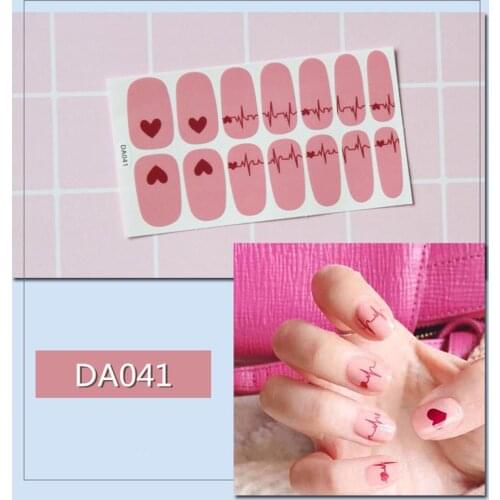 14Pcs/Sheet Star Moon Heart Leaf Grid Nail Sticker Full Cover Wrap Art Decor