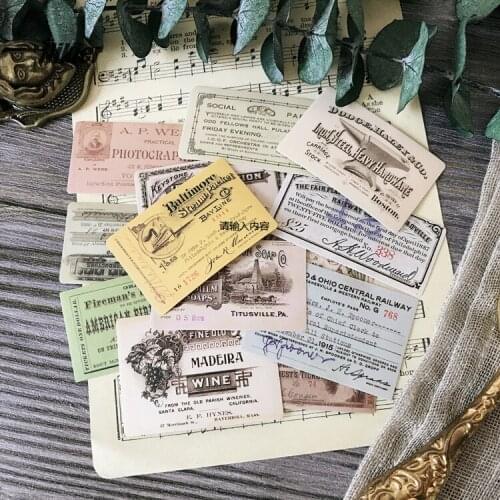 14pcs Vintage Europe Small Ticket Sticker And Retro Stamp Sticker DIY Ablum Diary Scrapbooking Label Sticker Stationery