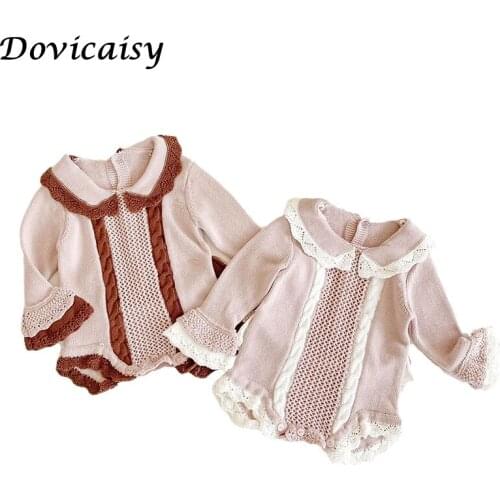 2020 Baby knitted Romper for Girls Flare Sleeve Princess Baby Girl Clothes Knitted Baby Jumpsuit Cotton Toddler Outfit