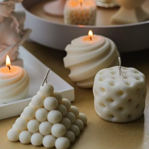 DIY 3D Creative Silicone Mold Aromatherapy Mould Geometric Shape Candle Mold Cone/ Ball /Cylinder/Round Beads Candle Mold Soft