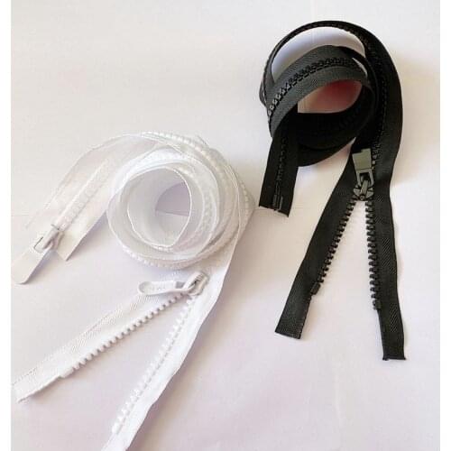 #8 Plastic Resin Zipper Black White Open End Zip Double Sliders Down Jacket Coat for DIY Sewing Clothing Tent Awning zippers