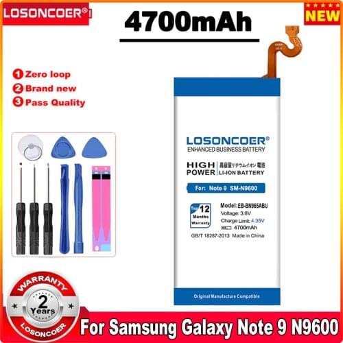 LOSONCOER EB-BN965ABU 4700mAh Batteries For Samsung Galaxy Note9 Note 9 N960U SM-N9600 SM-N960F N9600 SM-N965F Phone Battery