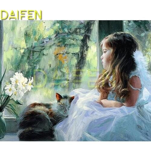 DIY Diamond painting Girl cat Full Round Diamond mosaic Girl lily cat Full Square Diamond embroidery Cross stitch Girl lily cat