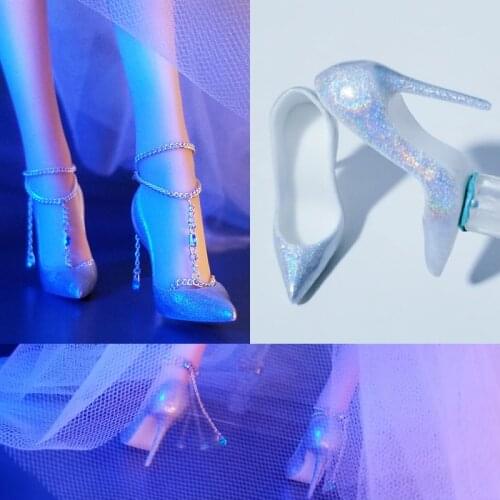 In Stock 1/6 Scale High Heels Hollow Shoes with Jewelry Anklet Fit 12" Ph Female Action Figure Body for Fans Collection