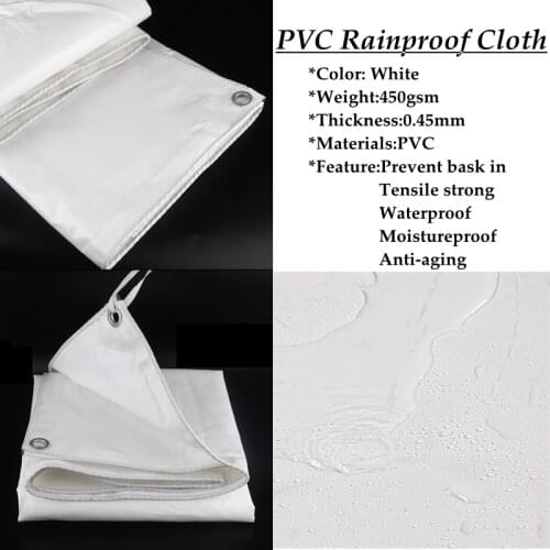 Thickness 0.45mm White PVC Tarpaulin Rainproof Cloth Garden Courtyard Tarpaulin Rainproof Cloth Cover Waterproof Sunshade Cloth