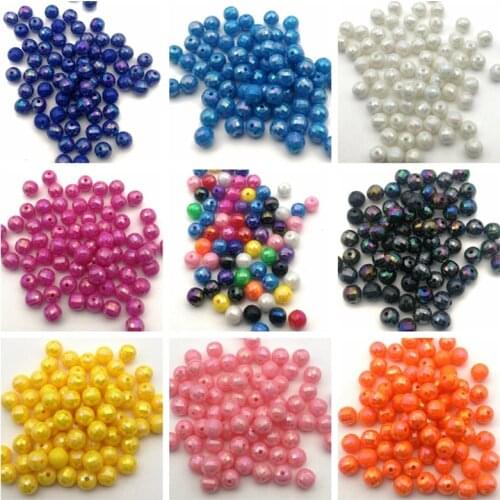 100pcs/bag With Hole ABS Earth Beads 6/8/10MM Round Plastic Acrylic Facet beads Spacer Bead for DIY Jewelry Making Handmade