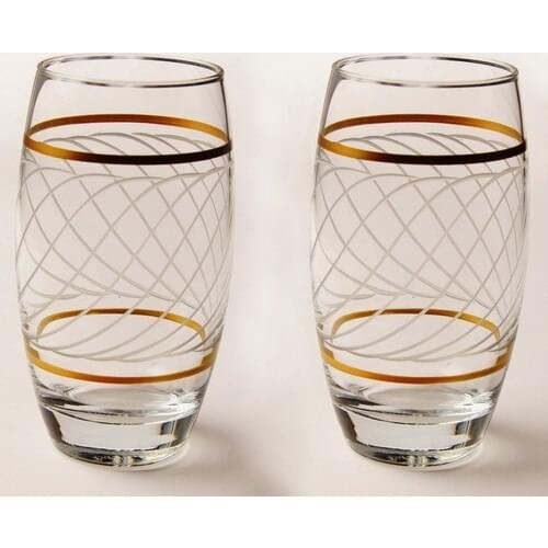 Water Soft Drinks Cup Breeze 12 Pcs Barrel Water-Soft Drink Cup High Volume Gold Glitter İşlemeil Water Cup Set