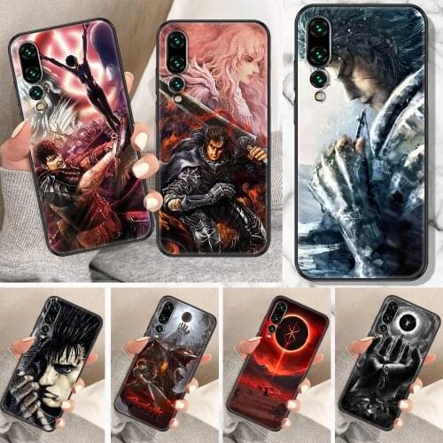 Berserk Guts Anime Phone Case For Huawei P Mate P10 P20 P30 P40 10 20 Smart Z Pro Lite black fashion shell 3D funda luxury