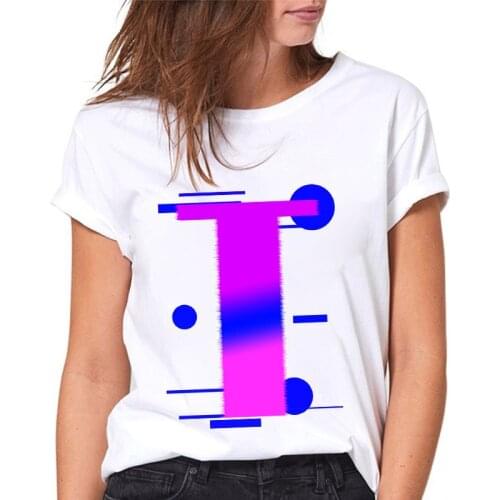 Women T shirt Fashion 26 Alphabet T Print Ladies Tee Top White Female T-shirts Women Tshirt Casual streetwear Tshirt femme XXXL