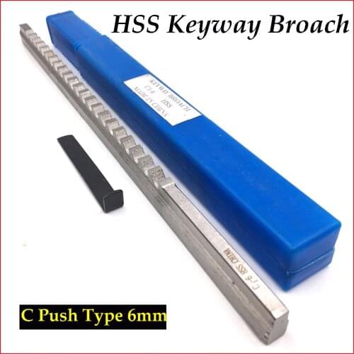 HSS 6mm C1 Push-Type Keyway Broach Metric Size HSS Keyway + Shim Cutting Tool for CNC Router Metalworking