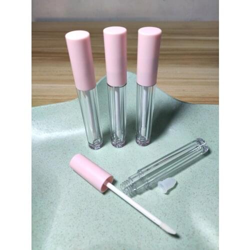 20/50pcs Round Lip Gloss Tubes 4ml Lip Bottle Empty Cosmetic Containers Pink Travel Transparent Plastic Lipgloss Bottle