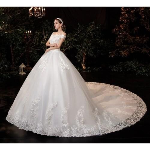 2021 Lace Boat Neck Ball Gown Wedding Dresses Sweetheart Simple Princess Illusion Applique Bridal Gowns Casamento