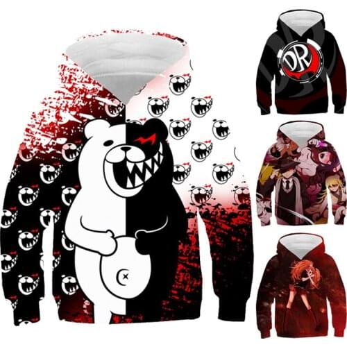 Hot Cosplay Danganronpa Trigger Happy Havoc Hoodies Sweatshirts 3D Monokuma Long Sleeve Boys Girls Casual Tracksuits Oversized