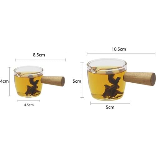 Mini Creamer Jug With Wooden Handle Milk Glass Cup Multifunctional Seasoning Dish Small Glass Coffee Pitcher Vinegar Sauce Cup