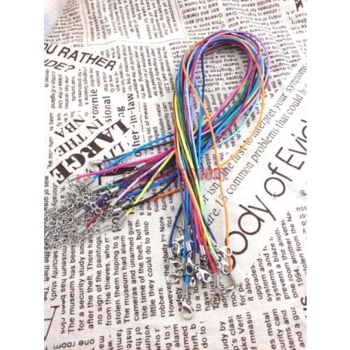 Fashion 100pcs/lot Assorted Color Necklace Waxen Cord With Zinc Alloy Lobster Clasp, With 5cm Extender Chain